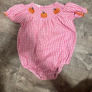 Pumpkin smocked romper